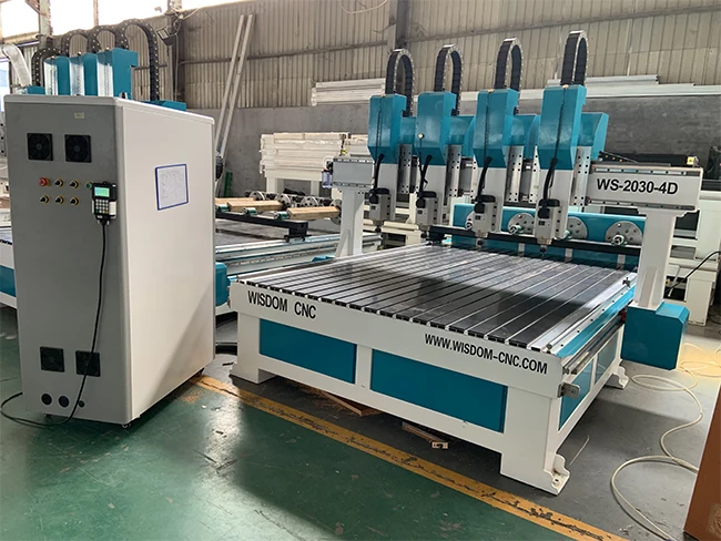 Multi Head 4 Axis CNC Router Machine with Multi Spindle for 3D Carving Woodworking