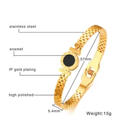Hollow Imitation Strap with Black Roman Digital Round Bracelet Fashion Tide Female LOVE Titanium Steel Bracelet Accessories
