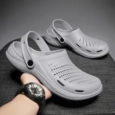 Couple Fingerprint Hole Shoes Men Wading Beach  Webbing Slippers Sandals