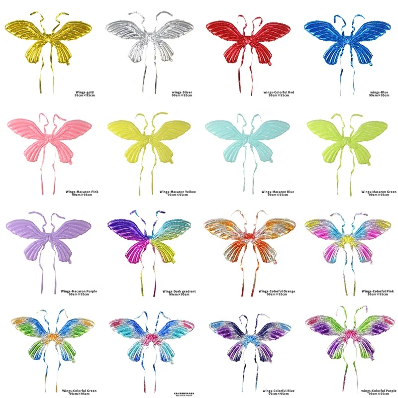 Foil Back-mounted large Butterfly Angel Wings Balloon Makaron Gradient Birthday Photo Props Balloon