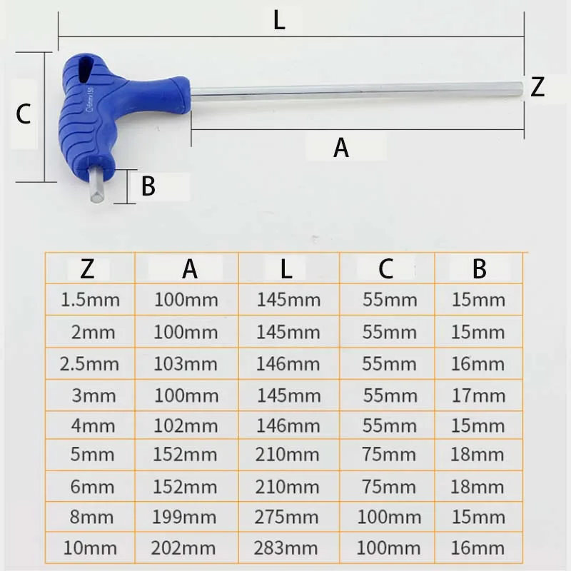 Best price flat end T handle wrench 2mm 1.5mm hex drivers socket wrench