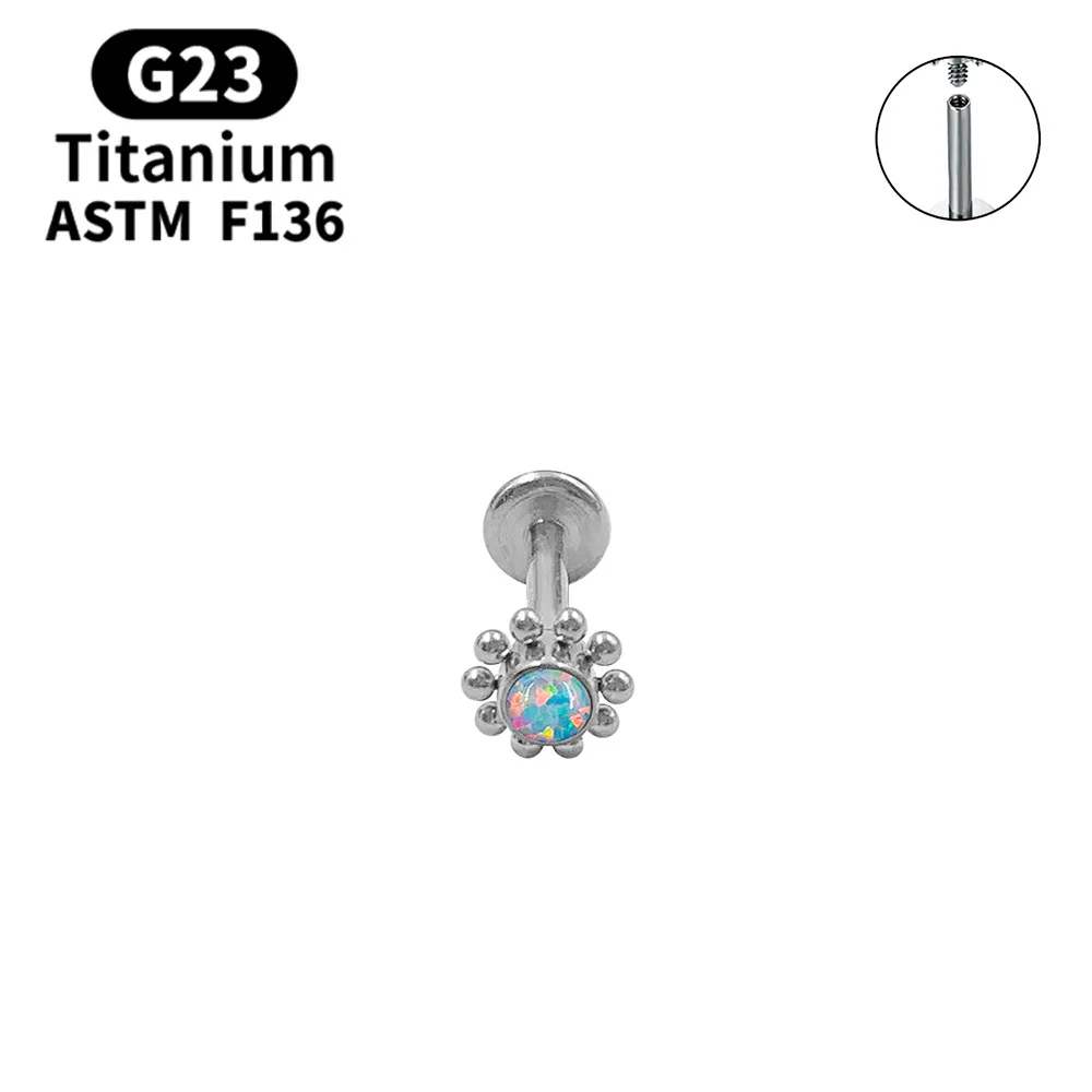 ASTM F136 internally threaded piercing titanium G23 Lip Cartilage Helix Conch  Stud Earring body Jewelry