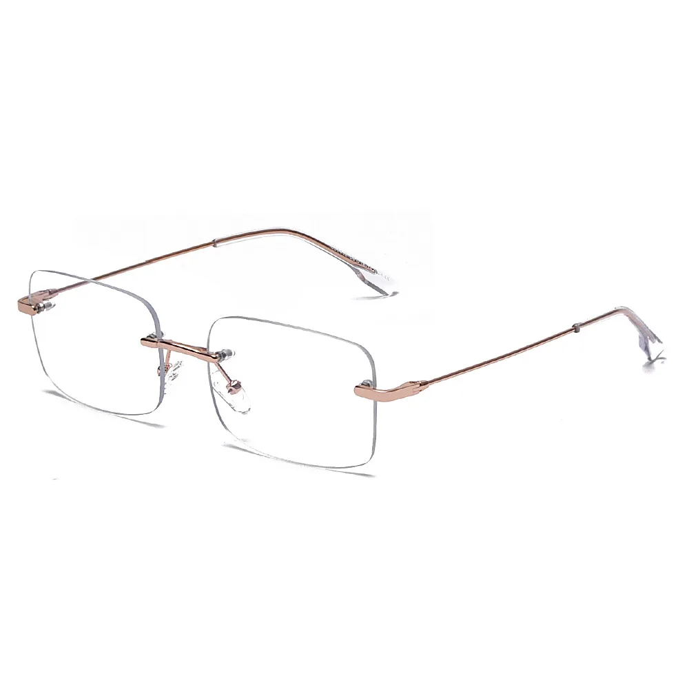 wholesale custom logo printer hot sale metal rimless optical frames eyeglasses