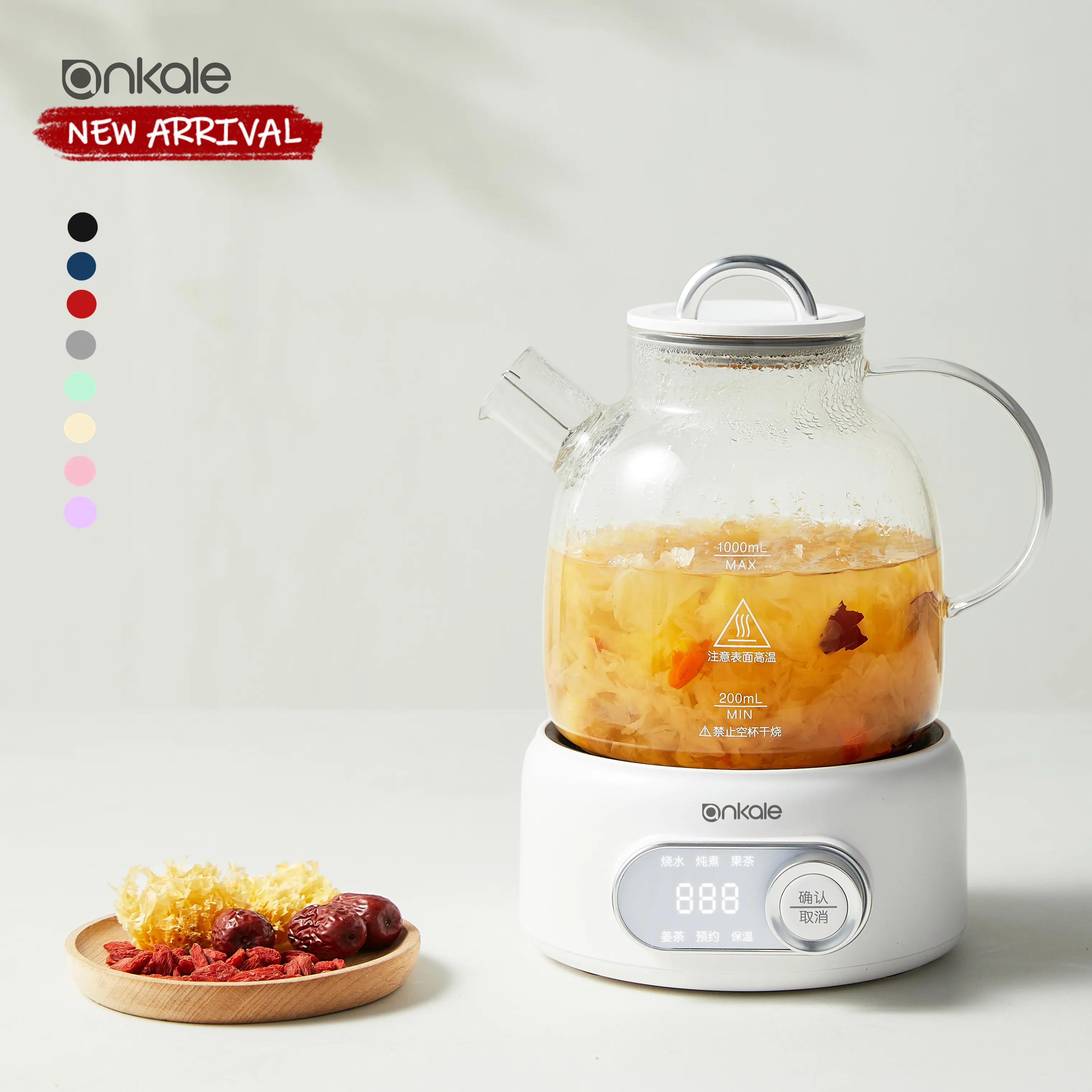 Wholesale Spot Cordless Kettle 1.0L Kettle and Teapot Milk Boiler Coffee Teapot Glass Boil-Dry Protection Electric Kettle