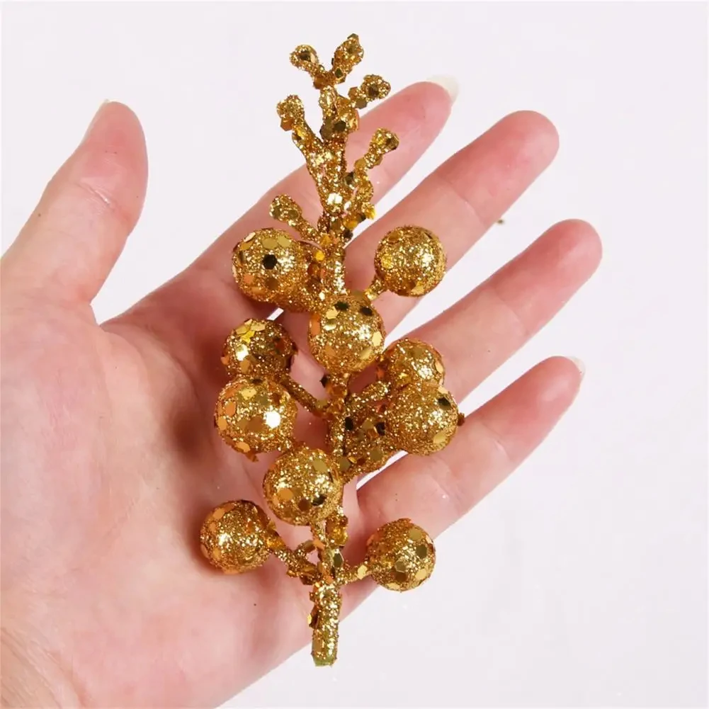 Christmas Berries Glittery DIY Craft Polystyrene Styrofoams Add Festive Atmosphere Xmas Flower Branch Home Decoration