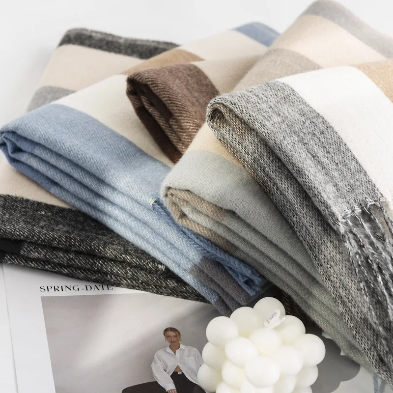 Fashion Soft Winter Soft Pashmina Cashmere Scarf Lady Stylish Plain Woven Women Tassel Cashmere Shawl