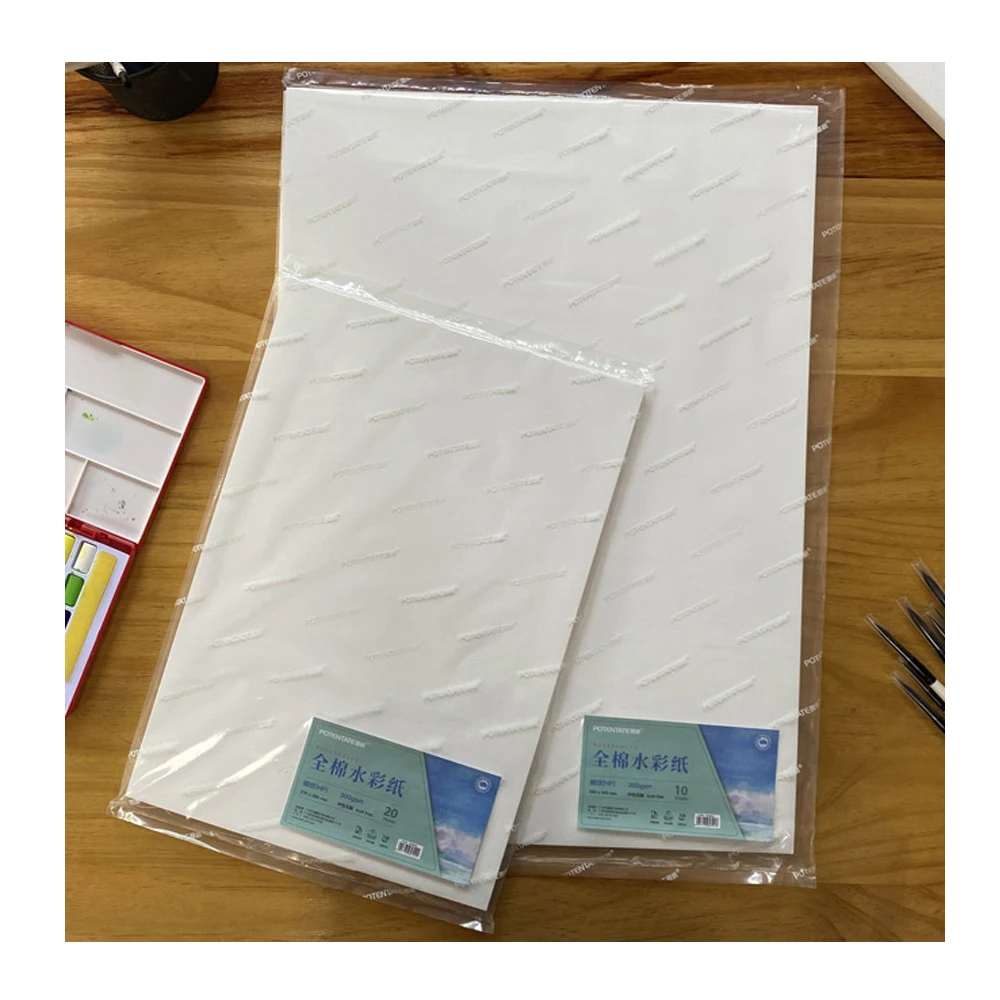 100% Cotton Watercolor Paper pack hot Press 390x540mm