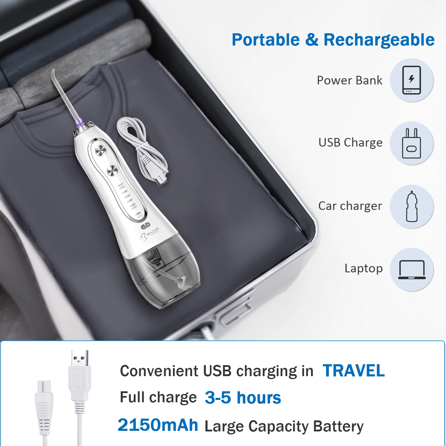 Personal Care Portable Electric Oral Irrigator Rechargeable Dental Cordless Oral Irrigator Water Flooser
