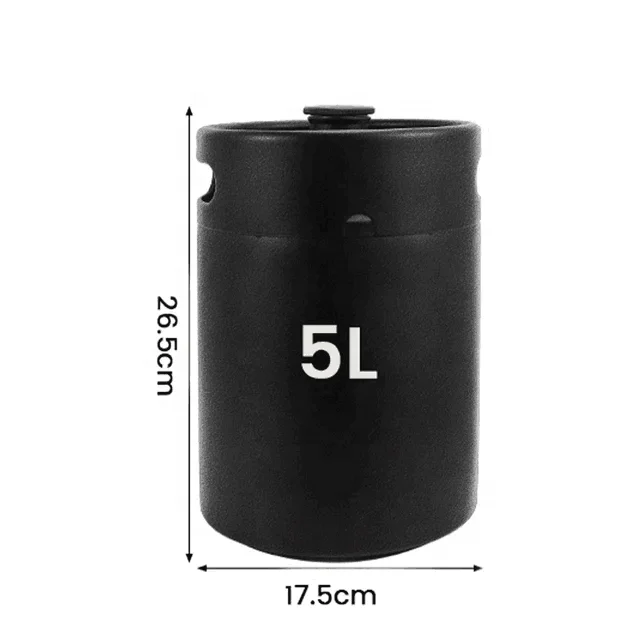 Mini Keg 5L Matte Black Beer Keg Growler Stainless Steel Brewing Craft Beer Barrel Brewery Bar Accessories