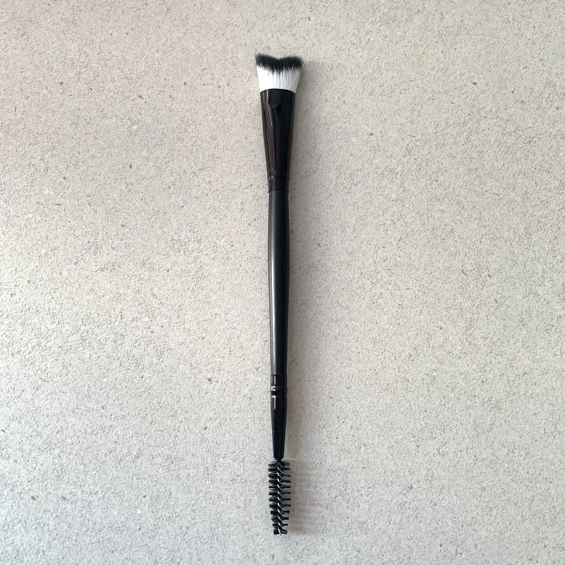 OEM metal plastic handle V shape swoop curved eyelash extension clean eye lash foam cleansing bath brush with drying stand cover