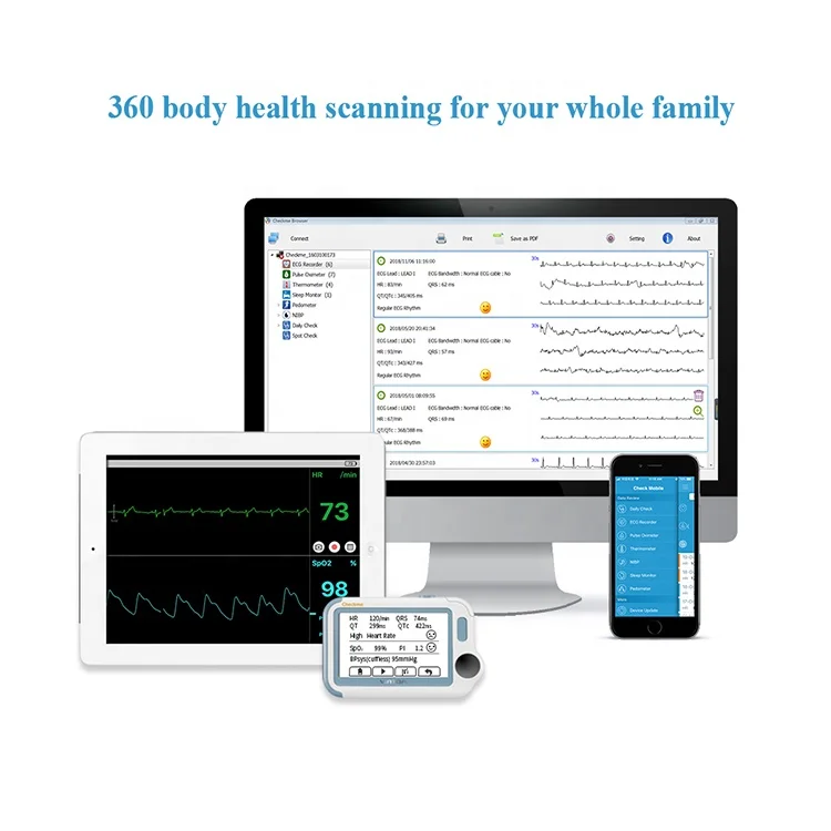 
Viatom Checkme Pro Doctor Personal Health Blood Oxygen Pulse Rate Vital Signs Monitor ECG 
