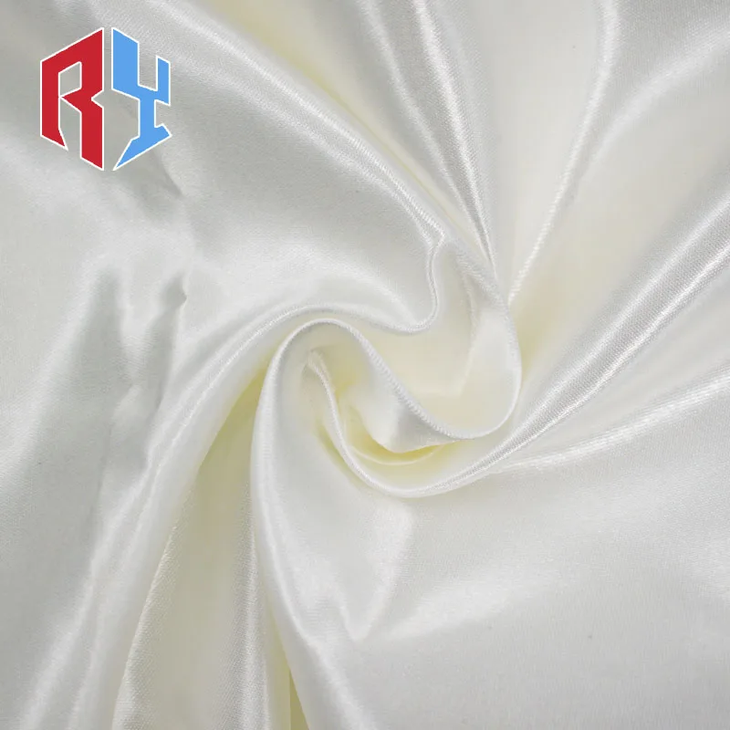 High quality high density pure white simulation silk satin fabric for  wedding dress gift box lining party decoration