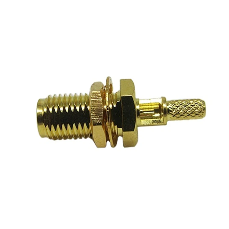 High quality full brass RF Coaxial straight RP SMA female reverse sky window connector for RG174 cable