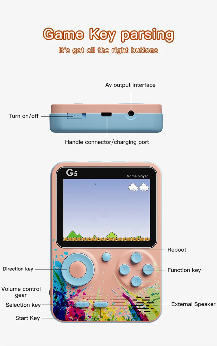 Классическая игровая консоль G5 macaron ручная sup ретро