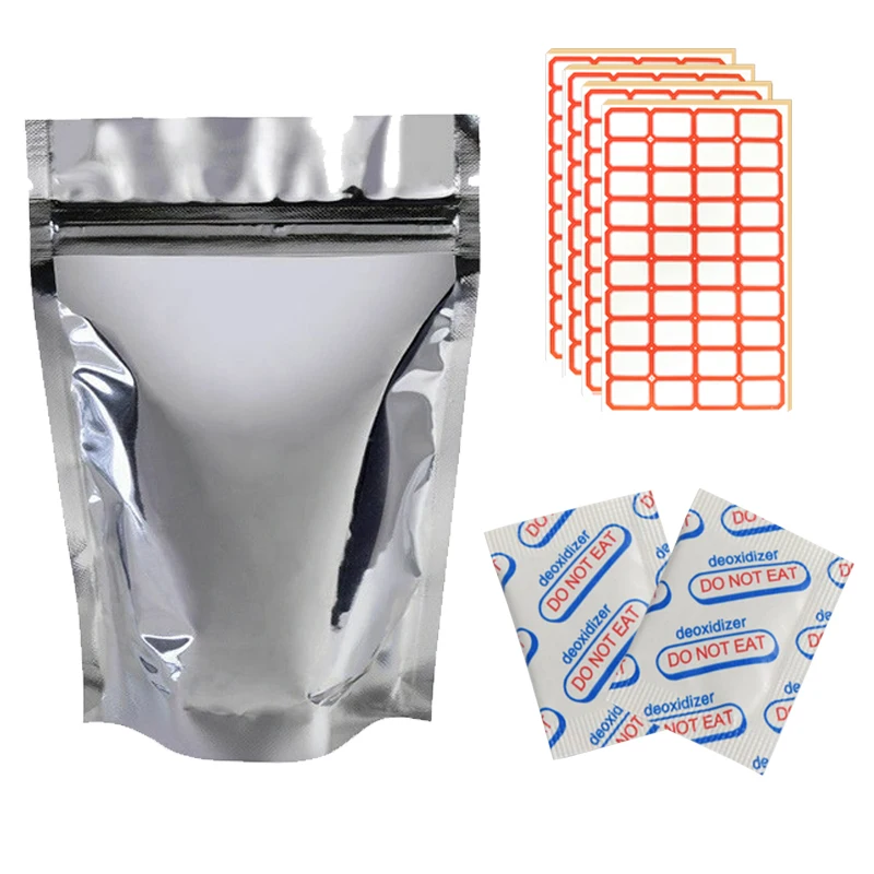 custom aluminum foil food stand up plastic bag wholesale with printing with Deoxidizer and label