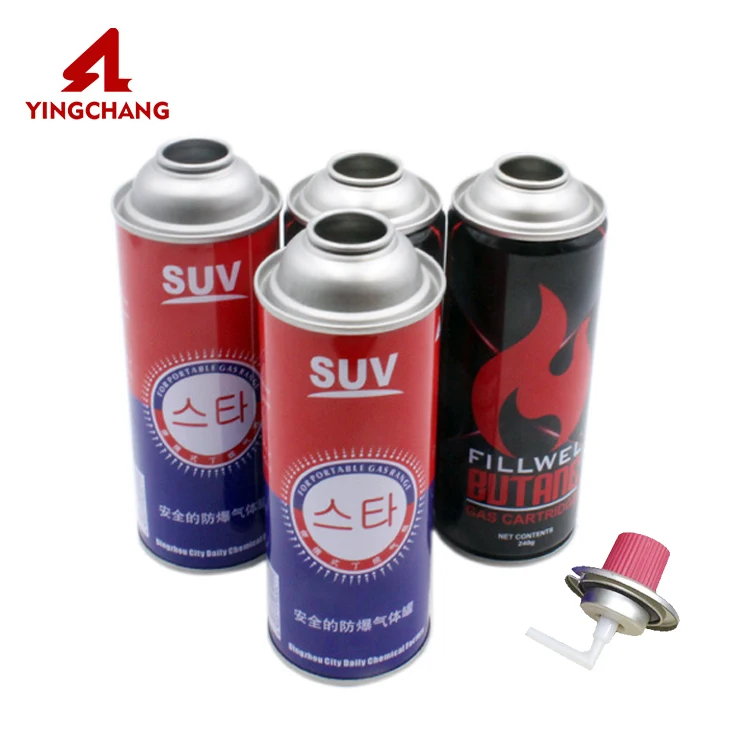 Hot sale product aerosol metal tin empty can 220g refillable 190g aerosol camping butane gas cartridge can