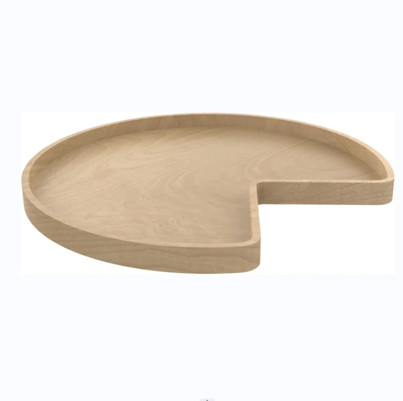 Kidney Shape Rev-A-Shelf 32 Inch Wooden Lazy Susan Turntable Storage Organizer for Kitchen Corner Cabinets