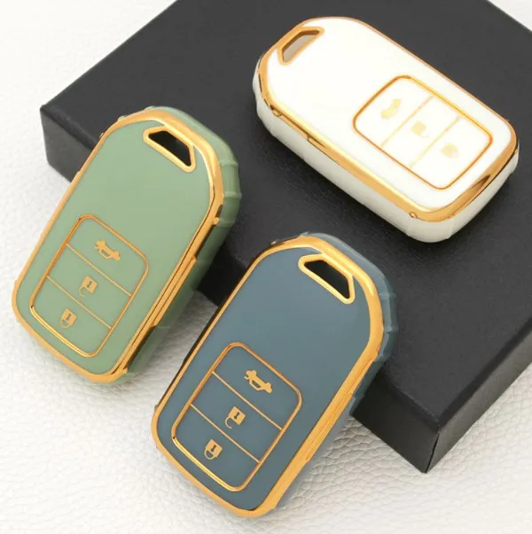 Factory Sales Gold Edge Car key cover shell TPU Auto key case for HONDA CIVIC ODYSSEY ACCORD