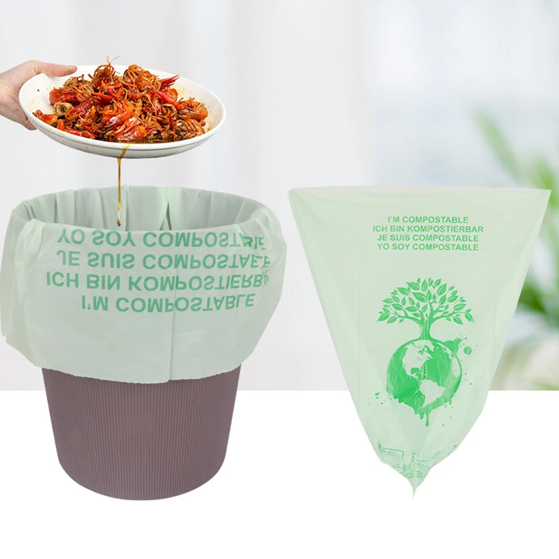 Custom 4 Gallon Corn Starch Small Medium and Large Size Compostable Biodegradable Kitchen Trash Garbage Bags