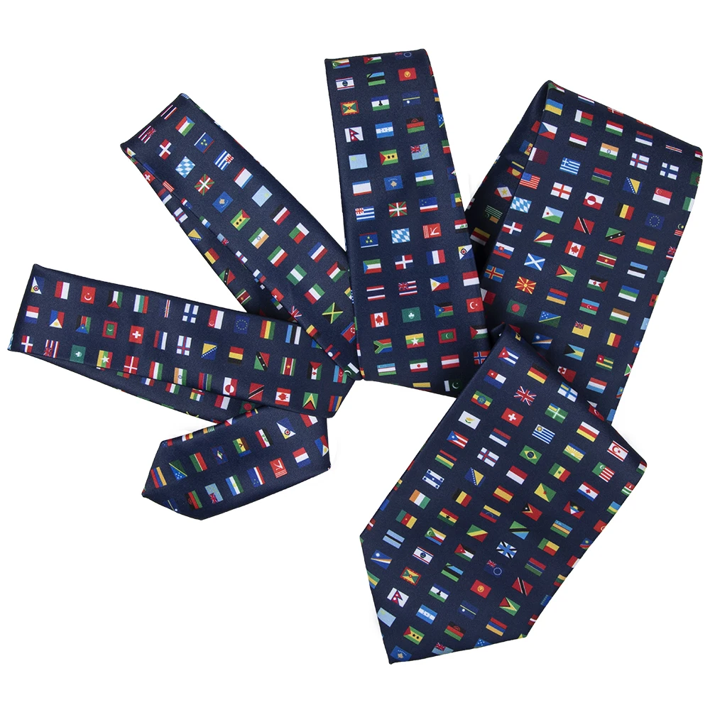 Wholesale or Custom Global inspiration Flags of Nations Mens Necktie International Country Flag Gift NeckTie Flag Ties