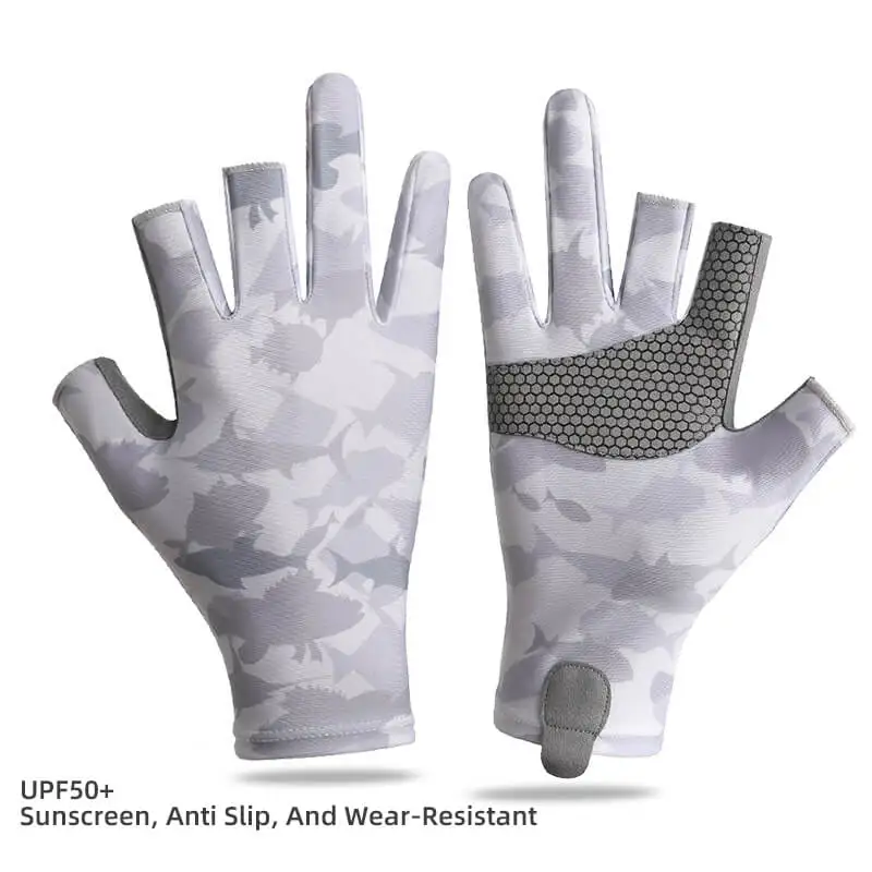 Oem Wholesale Uv Protection Fishing Gloves Waterproof 5 Cut Finger Anti-slip Fishing Glove Fingerless Fish Gloves For Work Fish