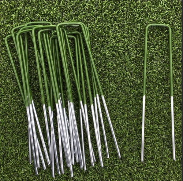 GardenMate 50-Pack 6' 11 Gauge Heavy-Duty U-Shaped Garden Securing Stakes/Spikes/Pins/Pegs - Sod Staples for Anchoring Weed Bar