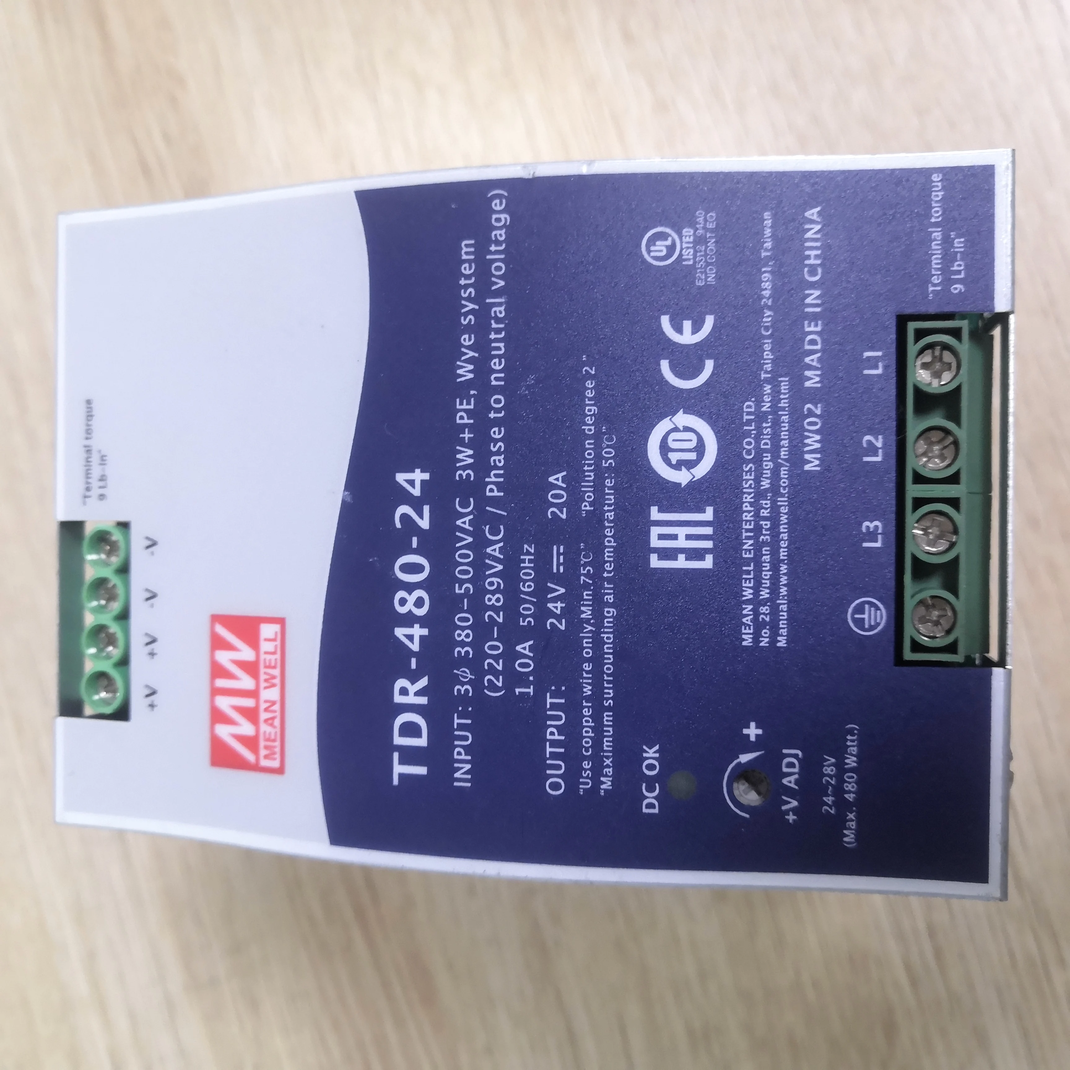 Источник питания MEANWELL TDR-480-24 24 В 20А, блок питания Din Rail с PFC
