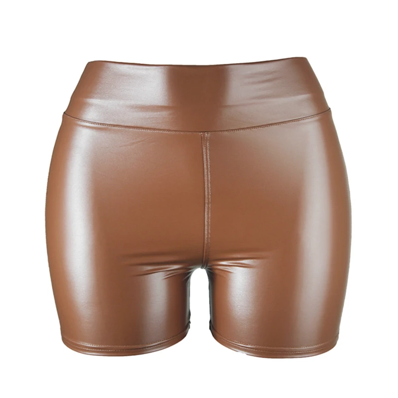 6 Colors Fashion Plus Size Faux Leather Shaping Wear Shorts Women