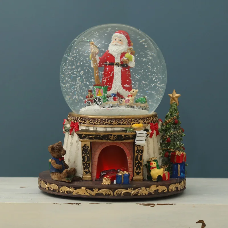 Custom Christmas crystal ball large light music automatic snow Santa Claus glass decoration foreign trade Christmas SNOW GLOBES
