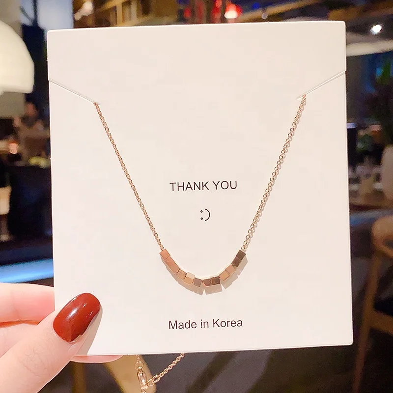 
Korean Style Small Cube Clavicle Chain Rose Gold Necklace 18k plated for Minimalist 