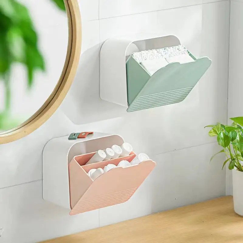 New Wall mounted Sanitary Napkin Storage Holder Flip Dustproof Sealed Cosmetics Storage Box