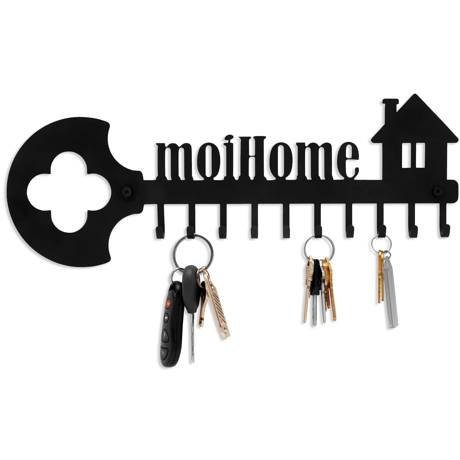 Key Organizer Wall Mount Rack - Decorative 10 Hook Iron Key Ring Holder for Wall - Ideal for Entryway Front Door, Kitchen.jpg