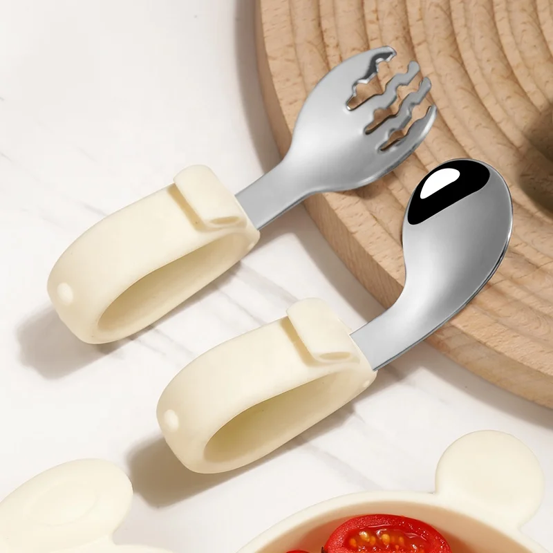 Baby feeding tableware set silicone  spoon silicone baby set Dinnerware Sets food grade silicone BPA FREE for kid