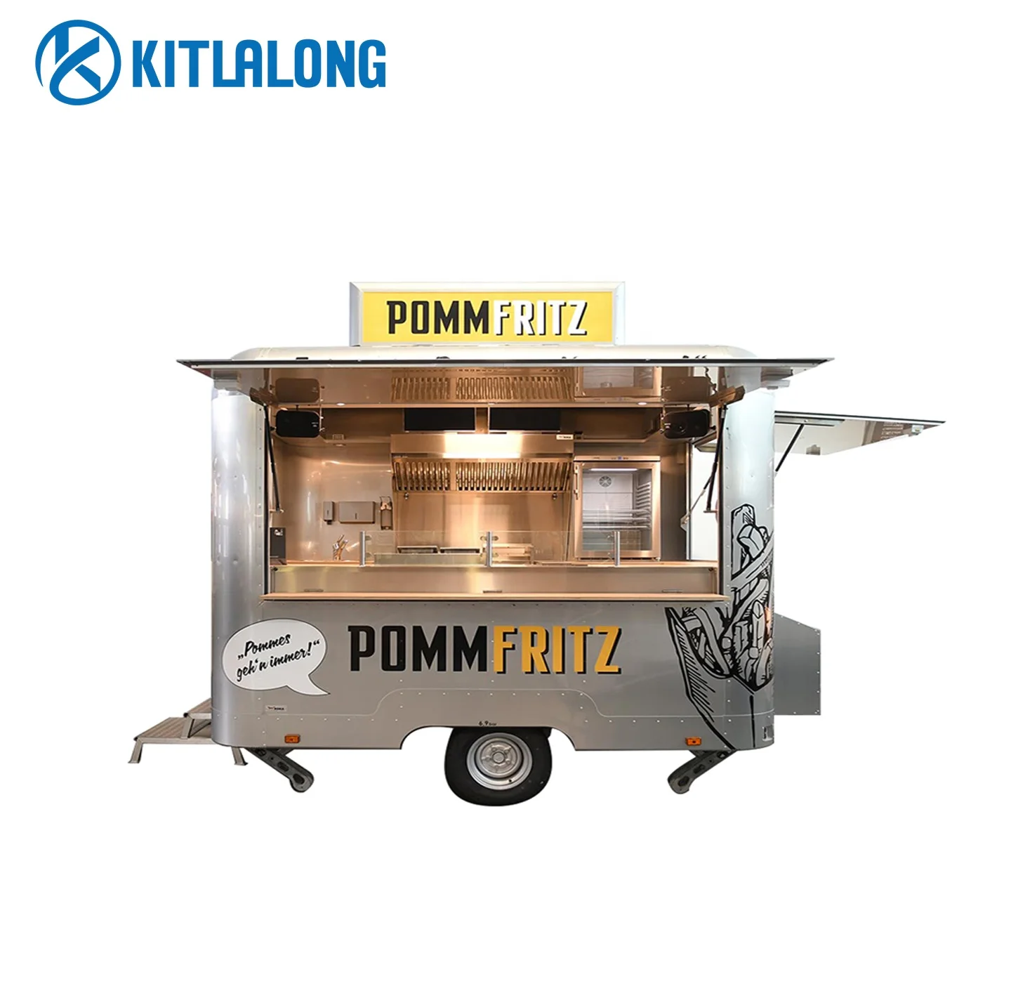 Kitlalong Trailer Mobile Food Vending Trailer Customized Design Stainless Steel Mobile Ice Cream Food Truck