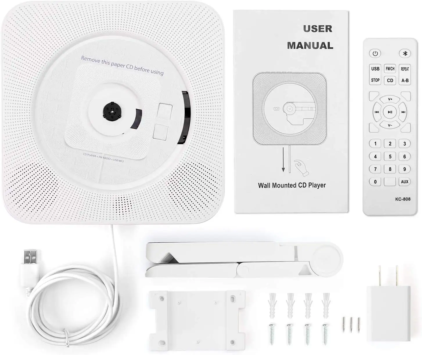 2021 New Model Remote Control Wall Mounted Portable CD Player With BT USB