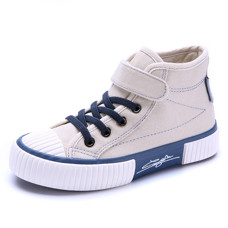 
High Quality Wholesale Children Shoes Girls Boys Cheap White High Ankle Canvas Shoes 