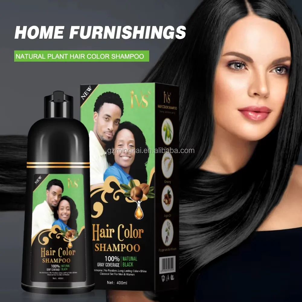 OEM Wholesale Factory Bubble Plant Hair Dye Shampoo Teinture Black Pour Les Cheveux IVS Champoing De Teinture Pour Cheveux