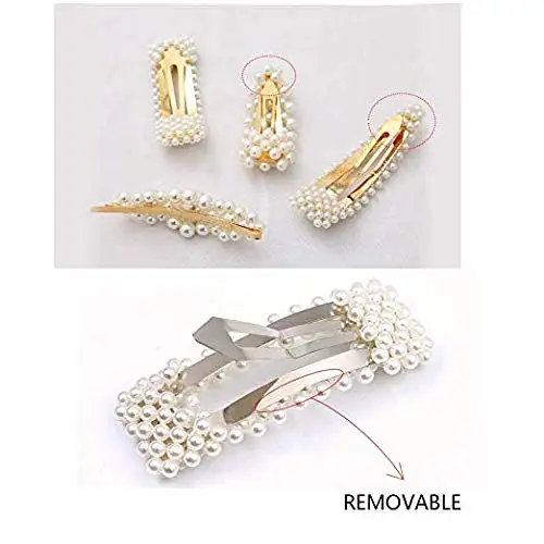 Artificial Pearl Barrette Hair Clips Set