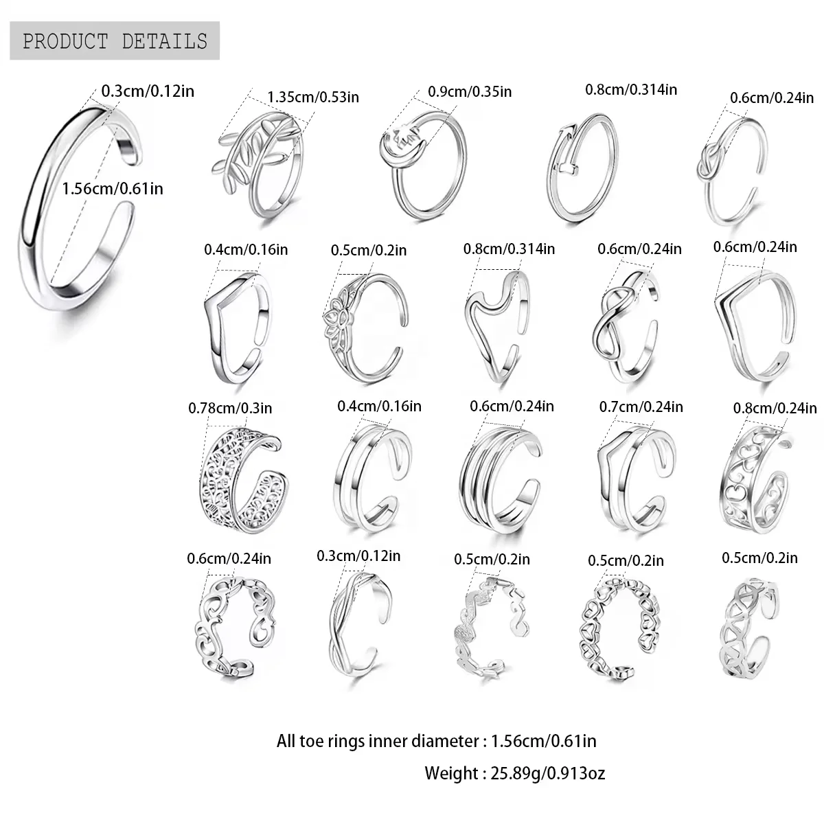 Triple C-shaped Toe Ring for Women Girl 18K Gold Plated Jewelry  Adjustable Open Tail Stacking Rings Summer Beach Foot Jewelry