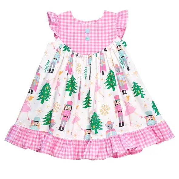 Hot fashion 2021 best selling christmas tree printing baby boy clothes wholesale boutique girl clothing most popular dress