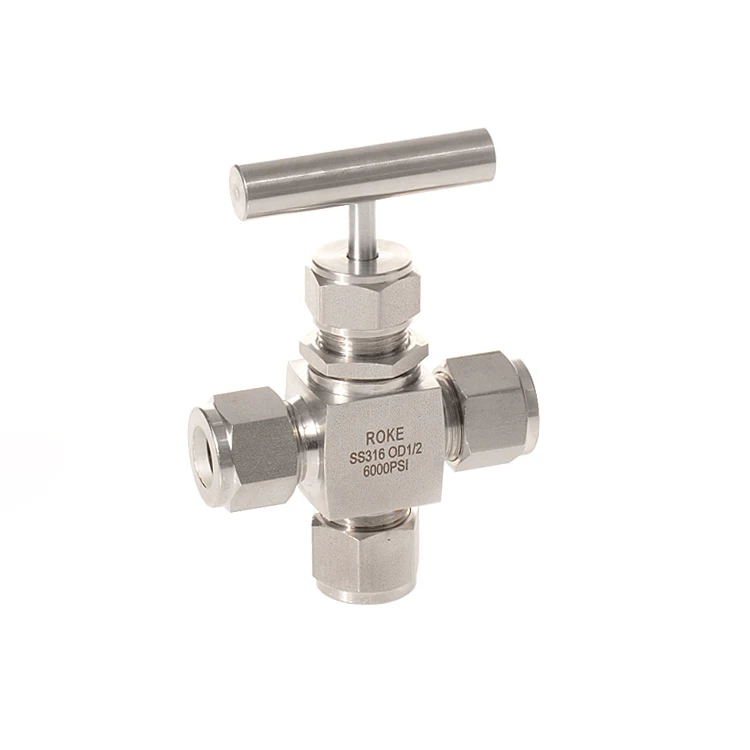 Stainless steel flow meter 3 way tee tube end needle valve