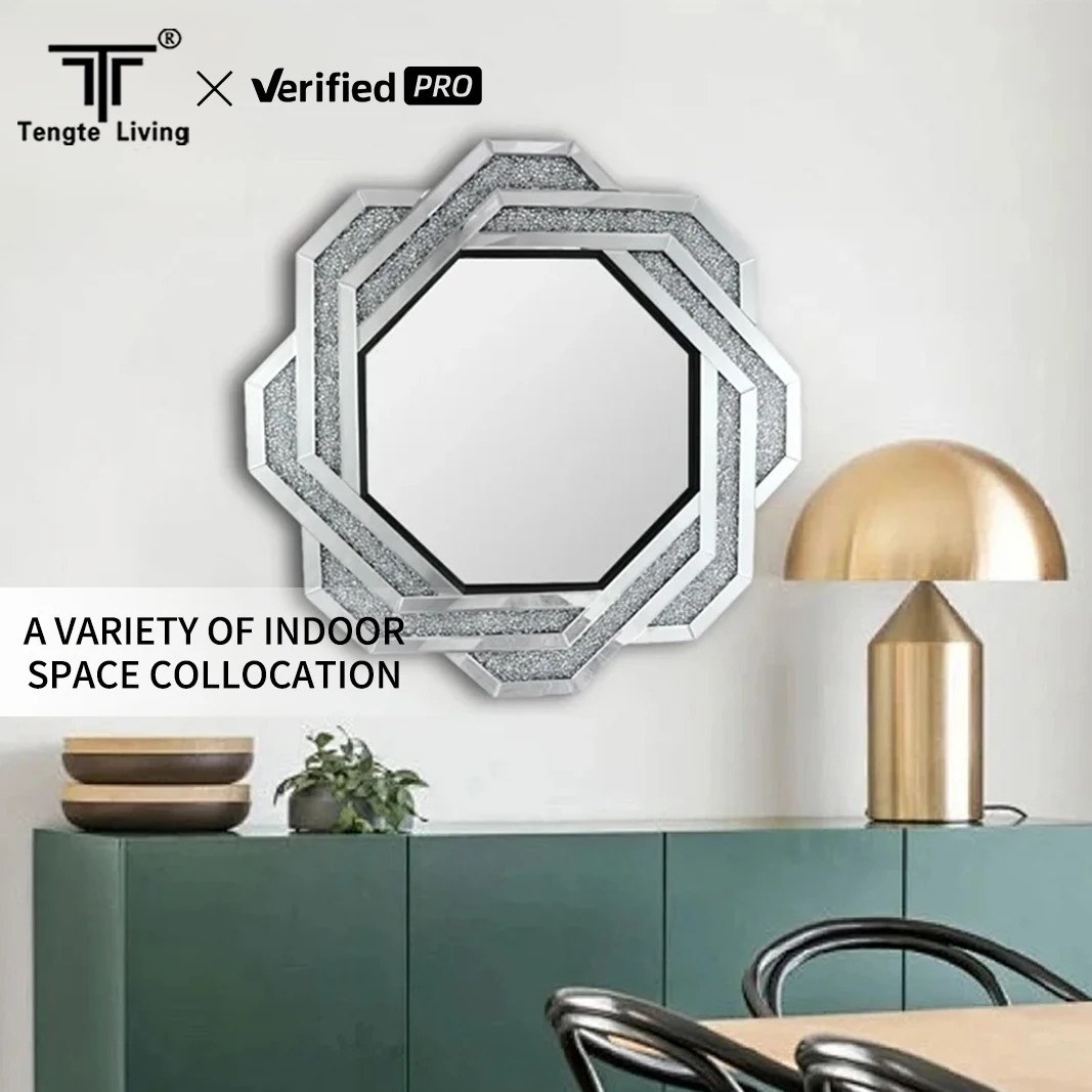 High Quality Modern Art Deco Style Retro Decorative Mirror New Polygon Design for Wall Usage in Bathroom Living Room Bedroom