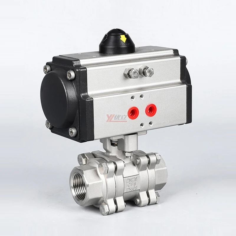 YOULI высокотемпературное металлическое уплотнение NPT BSP 2000wog PN130 нержавеющая сталь 304 316 Пневматический привод 3 шт. резьбовой шаровой клапан
