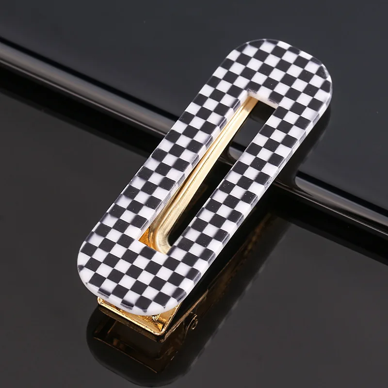 VRIUA New Women Girls Acrylic Hollow Geometric Rectangle Hair Clips Tin Foil Sequins Hairpins Barrettes Hair Accessories