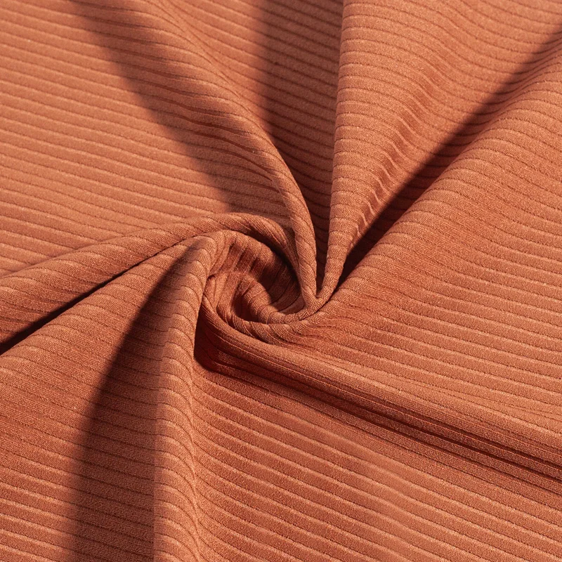 Stock High Elastic Polyamide Spandex Stripes Ribbed Leggings Weft Knitted Rib Yoga Fabric For Sportswear