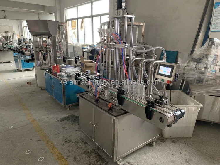 KEFAI 110V Full Automatic 4 Head Tomato Paste Peanut Butter Liquid Paste Piston Filling And Capping Machine Bottle Filling Line