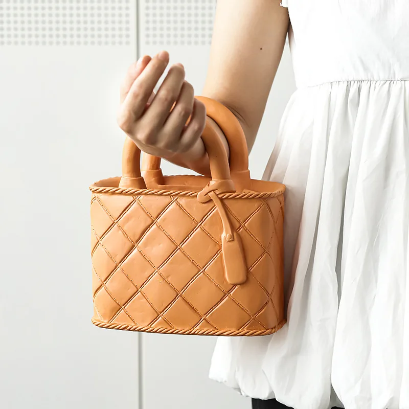 New design Hot Sale Ins Popular Multi Color Handbags shape Quality Ceramic flower vase for Home Decor office desktop ornaments