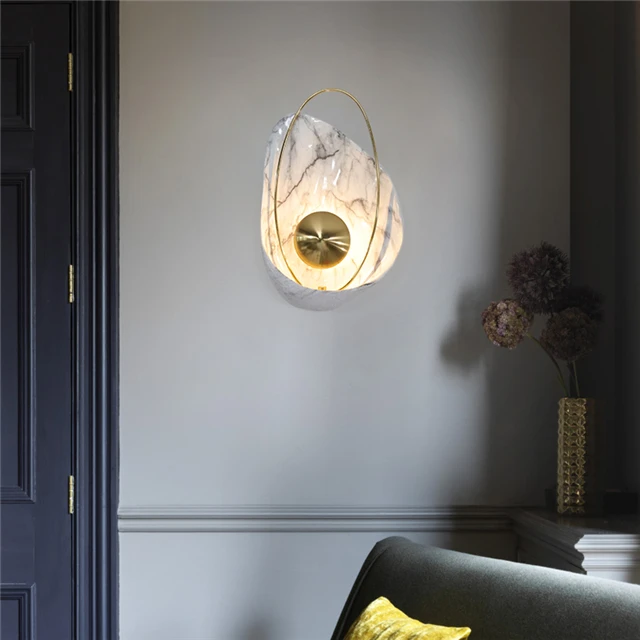 Nordic style home wall lamps modern resin shell shape led for living room hotel bedside mounted