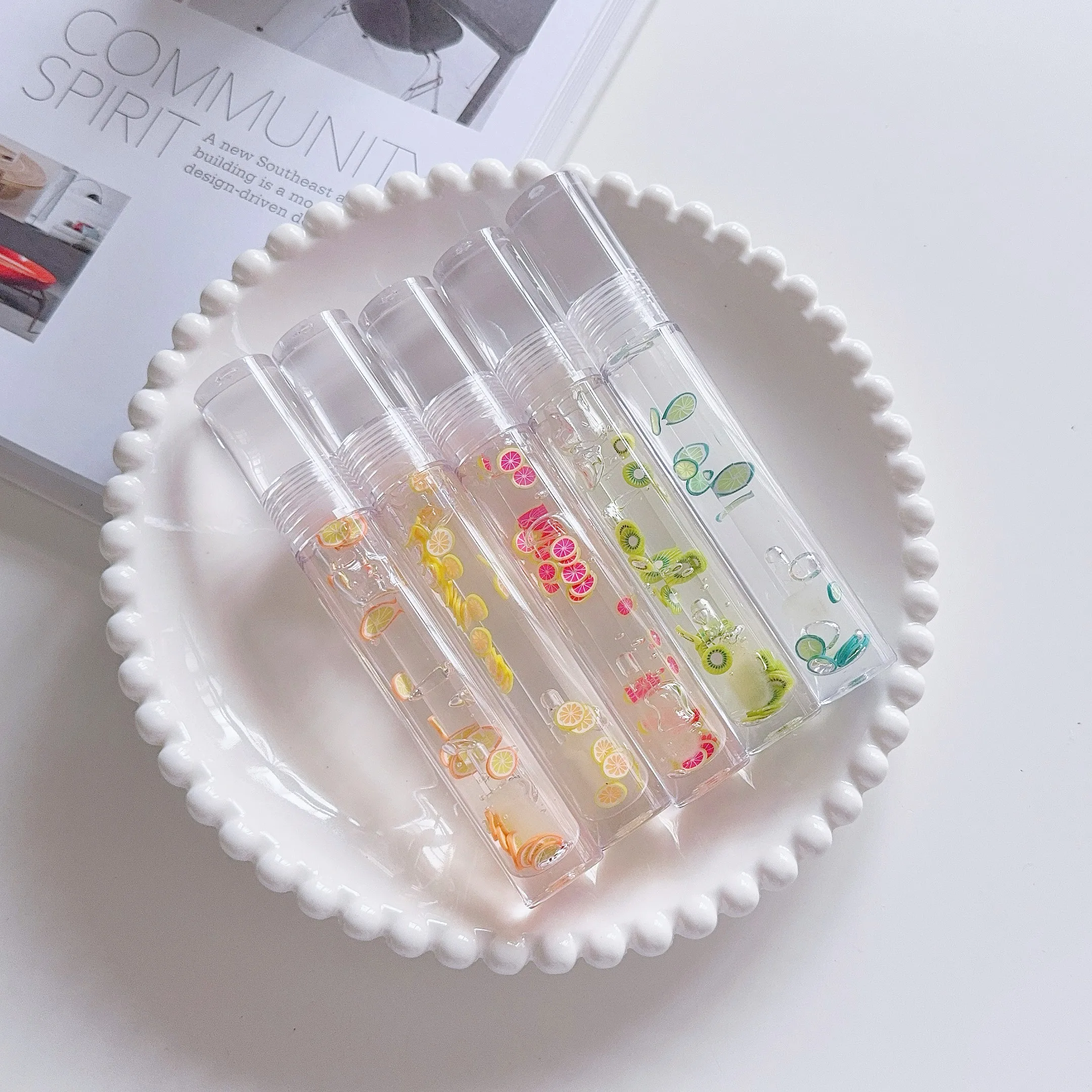 Lip Gloss  Wholesale Vegan Fruit Kids Lipgloss Custom Lip Plumper Glossy Cute Clear Lip Gloss