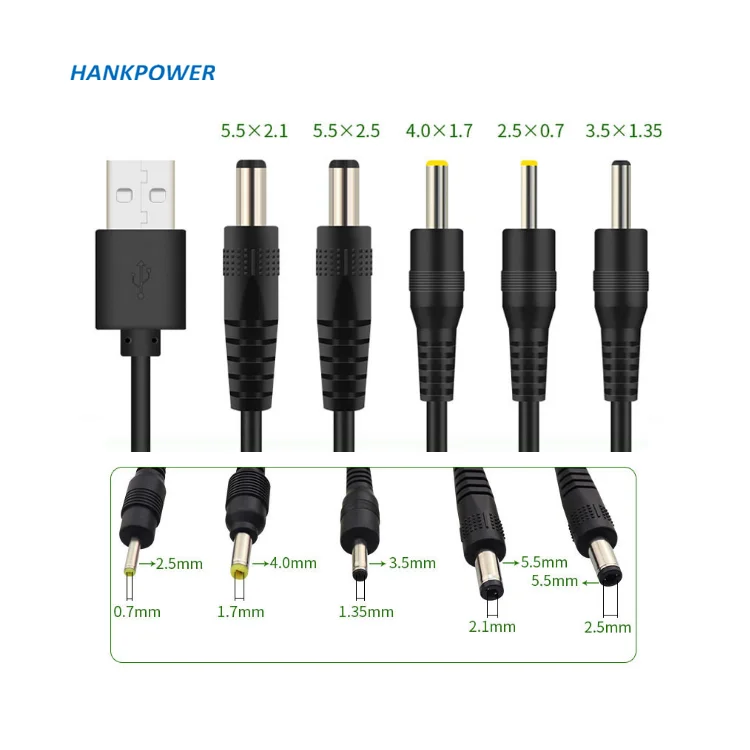 USB To 5V DC Cable 5.5 x 2.1mm DC Power Cable USB Male To 5521 Barrel Connector Cable